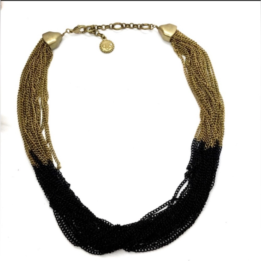 JESSICA SIMPSON Ombre Gold/Black Metal Multi Chain Necklace-Goes with everything